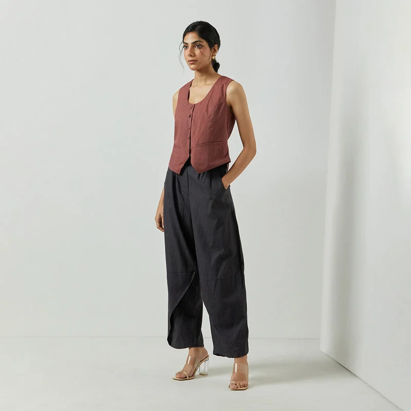 Hurry! While Supplies Last!Hurry! While Supplies Last!Cotton Co Ord Set for Women | Waistcoat & Pants | Wine & Blue