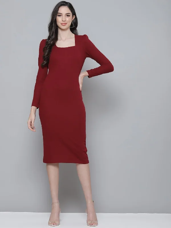 Your Favorite Items on Sale Now!Your Favorite Items on Sale Now!Maroon Rib Puff Sleeves Square Neck Bodycon Dress Your Favorite Items on Sale Now!Your Favorite Items on Sale Now!Maroon Rib Puff Sleeves Square Neck Bodycon Dress