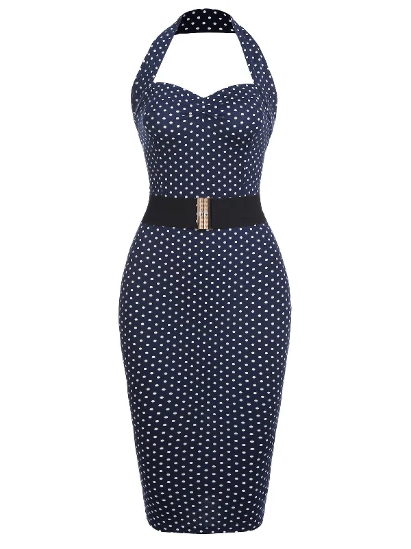 Score Big Savings Today!Score Big Savings Today!Navy 1960s Halter Dot Bodycon Dress Score Big Savings Today!Score Big Savings Today!Navy 1960s Halter Dot Bodycon Dress