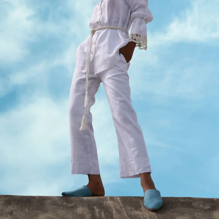 Don't Miss Out!Don't Miss Out!Pure Linen White Flared Pants