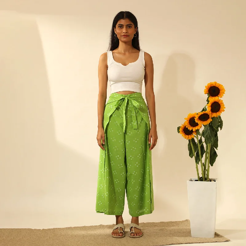 Get Ready to Save!Get Ready to Save!Cotton Pants for Women | Wrap-Around | Tie-Dye| Green