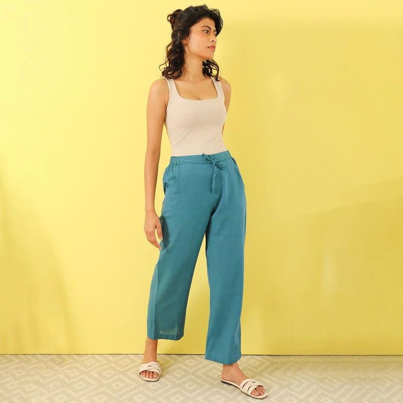 Limited Deals, Unlimited Savings!Limited Deals, Unlimited Savings!Pure Cotton Straight Pants | Teal Blue