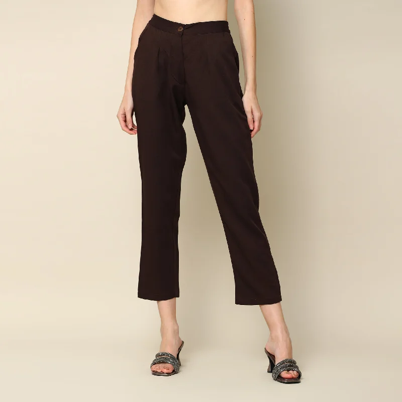 Flash Deals – Act Quickly!Cotton & Hemp Pants | Front Pleated | Brown