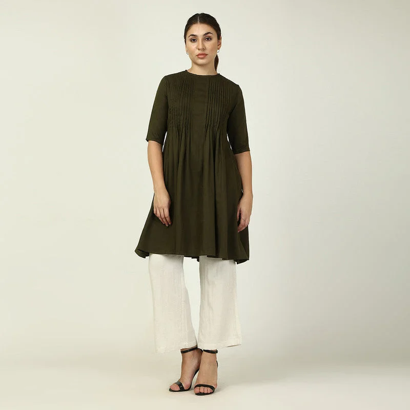 Bigger Savings, Better Shopping!Bigger Savings, Better Shopping!Knee Length Dress & Pants for Women | Modal Twill | Brown & Beige