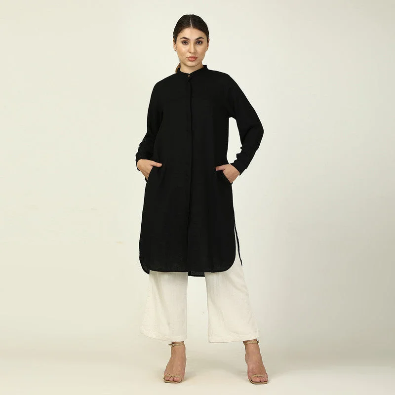 Your Shopping Wish, Our Discount Command!Linen Long Shirt with Pants | Black & White
