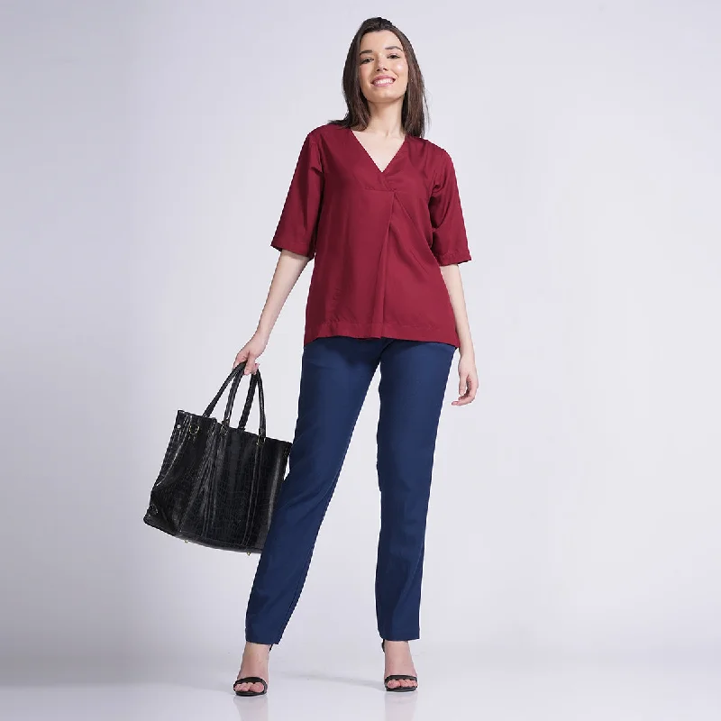 Don’t Wait – Shop Today!Modal & Tencel Co-Ord Set for Women | Top & Pants | Maroon & Navy