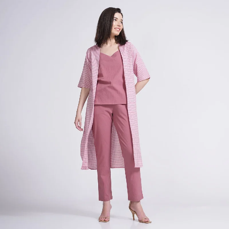 Incredible Savings Inside!Incredible Savings Inside!Organic Cotton Co-Ord Set for Women | Slip Top, Overlay & Pants | Pink