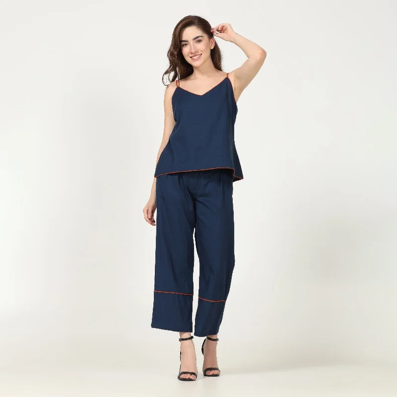 Special Offer – Act Fast!Special Offer – Act Fast!Tencel Co-Ords Set For Women | Wide Leg Pants | Navy