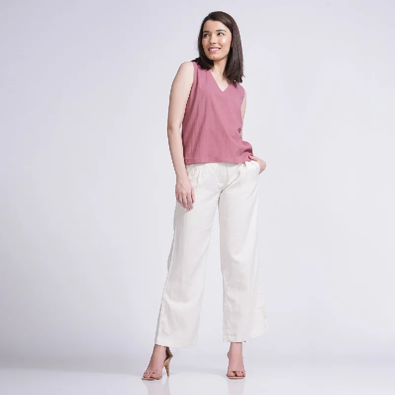 Today’s Deals, Tomorrow’s Regrets!Today’s Deals, Tomorrow’s Regrets!Tencel & Cotton Co-Ord Set for Women | Top & Pants | Pink & Cream