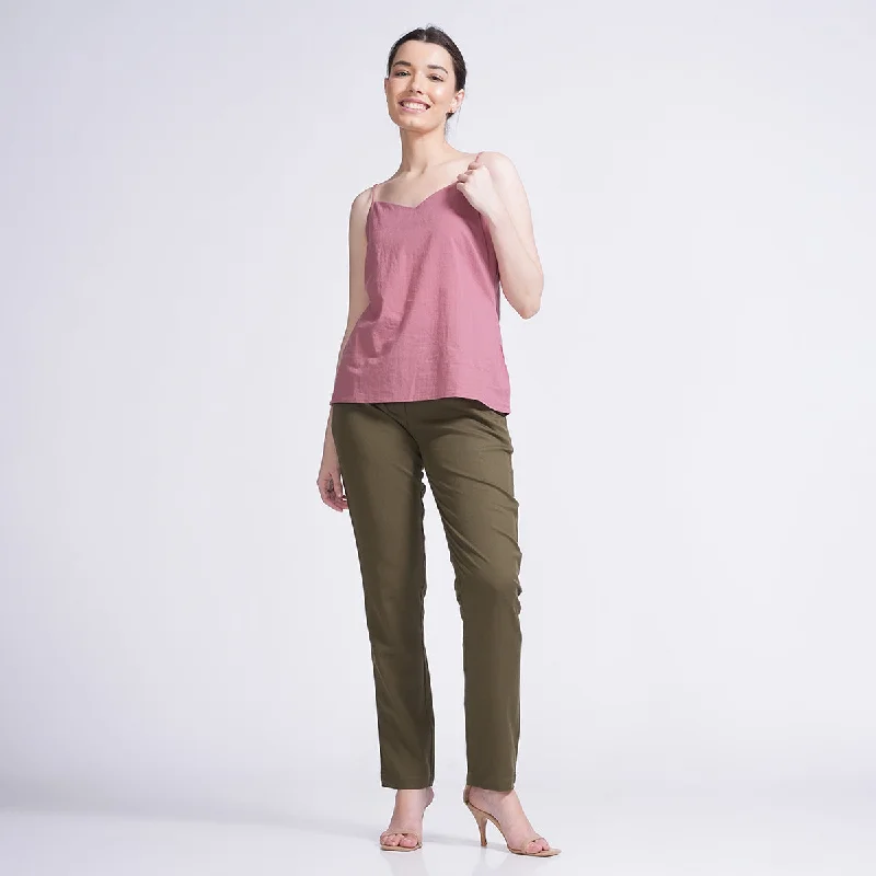 Sale Alert – Get Ready to Shop!Sale Alert – Get Ready to Shop!Tencel & Cotton Co-Ord Set for Women | Top & Pants | Pink & Olive