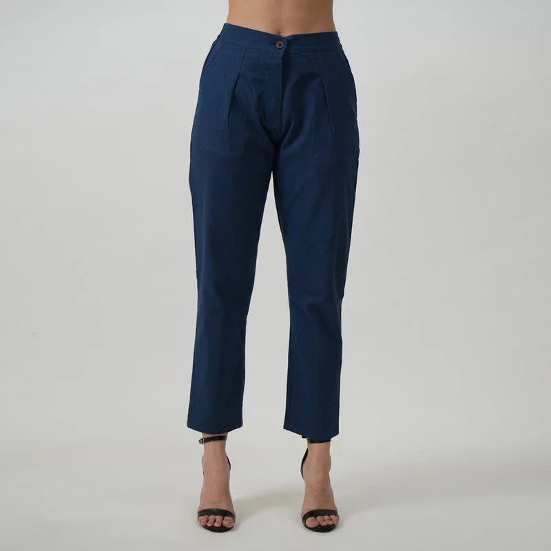 Huge Price Cuts Await!Tencel Tapered Pants for Women | Navy Blue