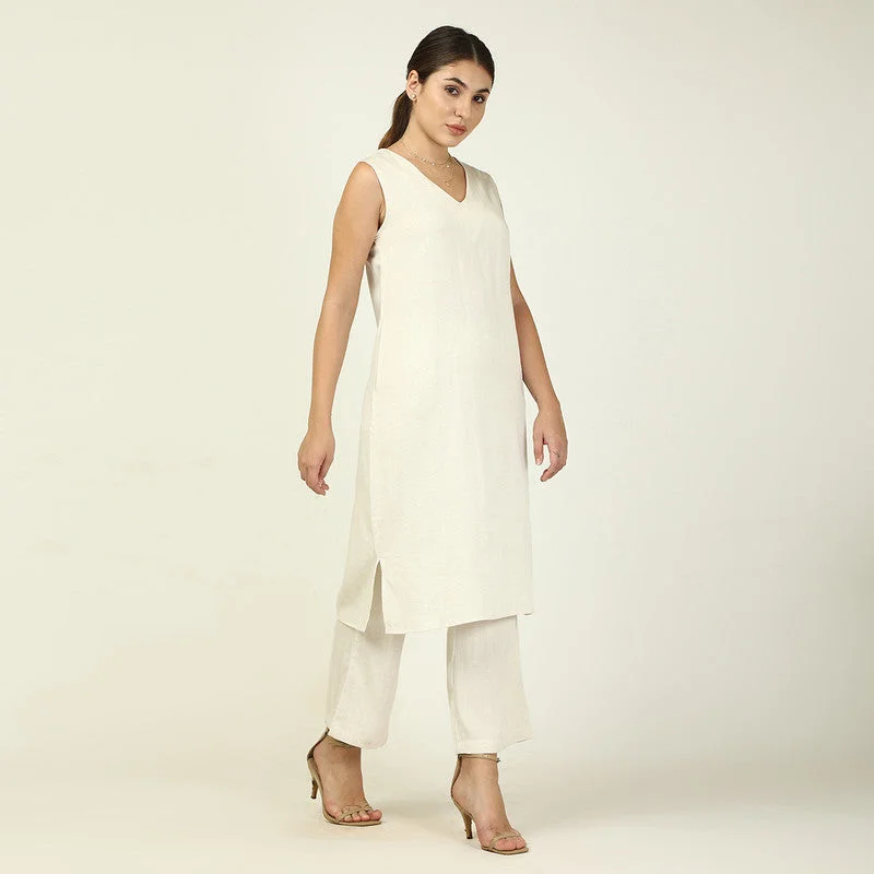 Flash Sale – Act Fast!Tunic Dress & Pants for Women | Tencel | Ecru White