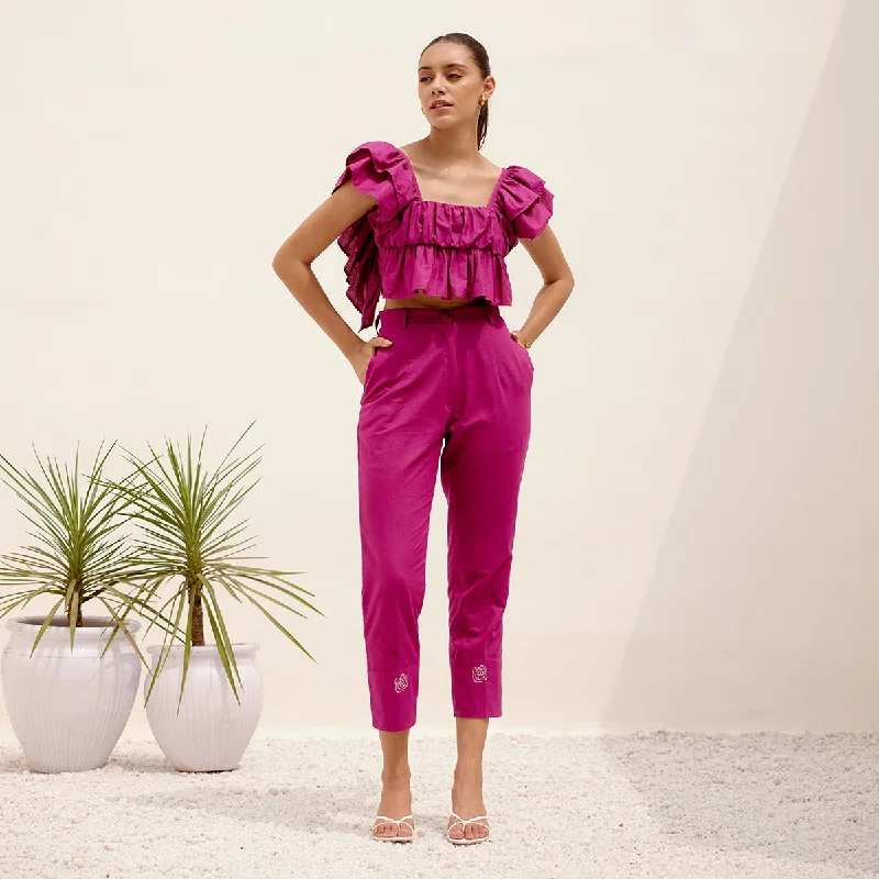 Special Discounts Inside!Special Discounts Inside!Ankle Length Pants for Women | Hemp Fabric | Tapered Fit | Magenta