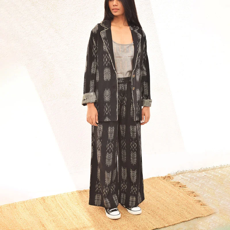 Upgrade for Less!Upgrade for Less!Cotton Wide Leg Pants | Ikat Print | Black