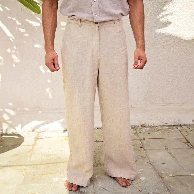 Biggest Sale of the Season!Biggest Sale of the Season!Linen Wide Leg Trouser Pants | Unisex |  Beige
