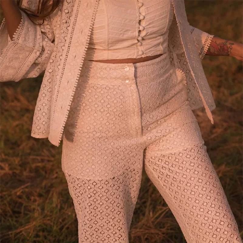 Top DealsTop DealsCotton Lace Vintage Pants | Off White