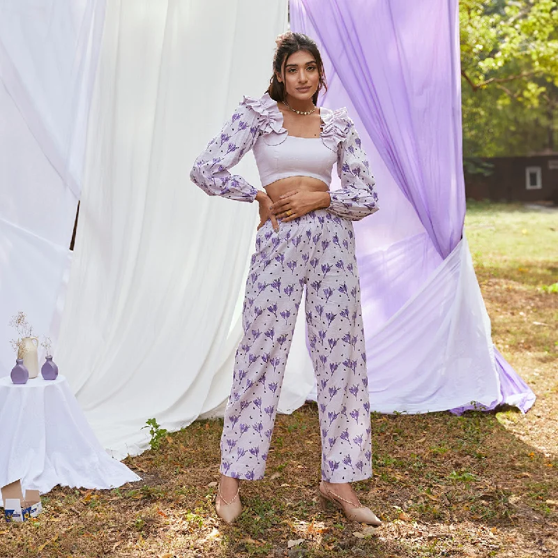 Your Discount is Waiting!Cotton Trousers for Women | Block Printed | Purple
