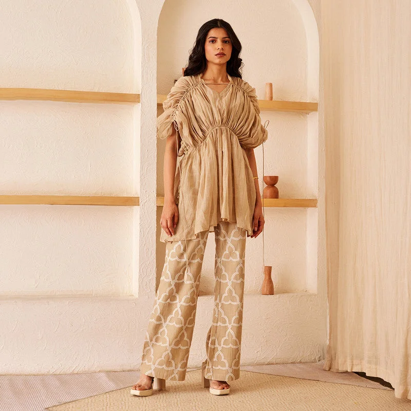 Crazy Discounts Inside!Boot Cut Pants | Cotton Chanderi | Beige