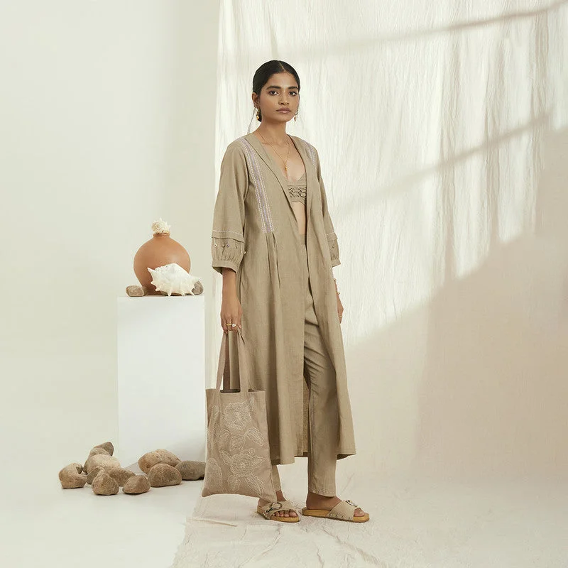 Grab Yours Before It’s Too Late!Linen Co Ord Set for Women | Bustier Jacket & Pants | Beige