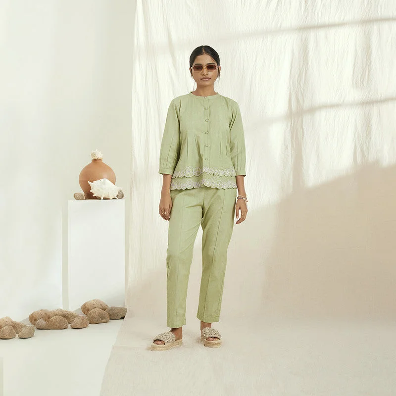 Flash Deals – Act Quickly!Linen Co Ord Set for Women | Short Top & Pants | Green