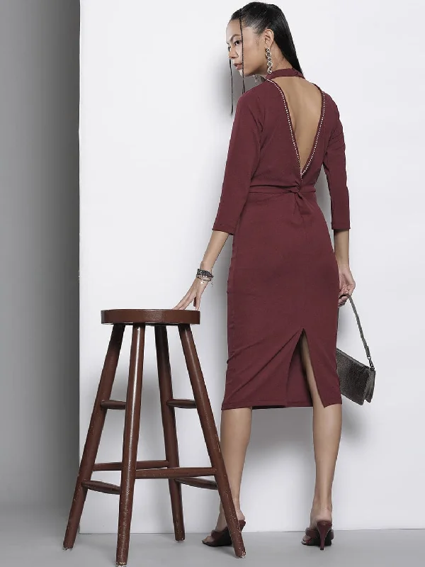 Sale Alert – Get Ready to Shop!Sale Alert – Get Ready to Shop!Women Burgundy Back Cut-Out Bodycon Dress Sale Alert – Get Ready to Shop!Sale Alert – Get Ready to Shop!Women Burgundy Back Cut-Out Bodycon Dress
