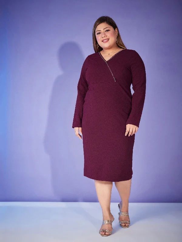 Score Huge Discounts Today!Score Huge Discounts Today!Women Burgundy Wrap Chain Detail Bodycon Dress Score Huge Discounts Today!Score Huge Discounts Today!Women Burgundy Wrap Chain Detail Bodycon Dress