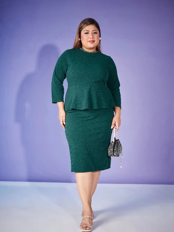 Save Money, Shop Happy!Save Money, Shop Happy!Women Emerald Peplum Bodycon Dress