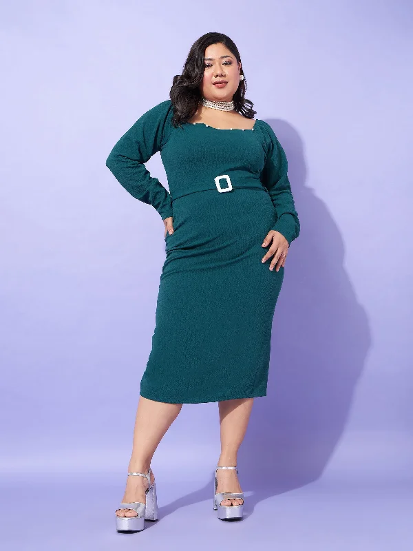 Your Wallet Will Thank You!Your Wallet Will Thank You!Women Emerald Solid Square Neck Bodycon Dress Your Wallet Will Thank You!Your Wallet Will Thank You!Women Emerald Solid Square Neck Bodycon Dress