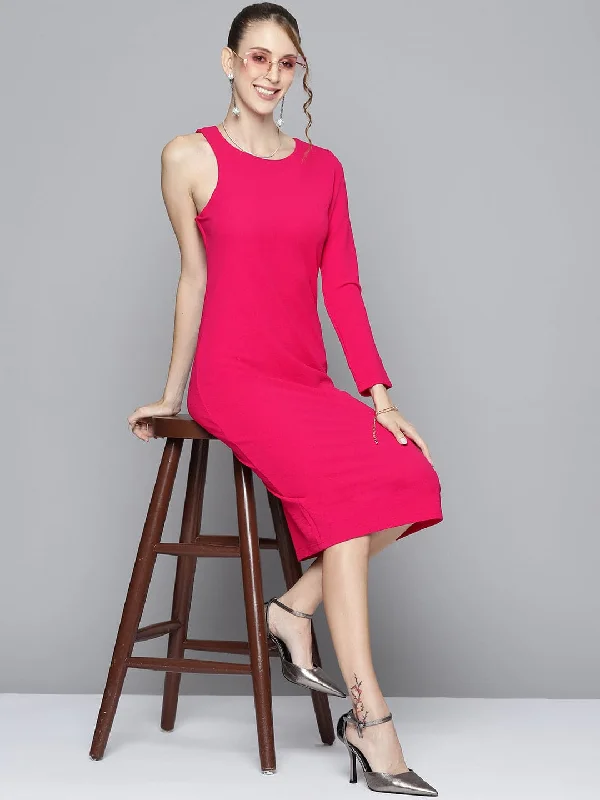 Find the Best Deals Here!Find the Best Deals Here!Women Fuchsia One Side Sleeve Bodycon Dress Find the Best Deals Here!Find the Best Deals Here!Women Fuchsia One Side Sleeve Bodycon Dress