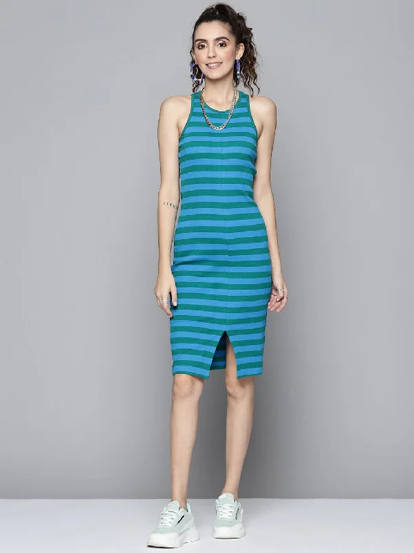 One Click Away from Big Savings!One Click Away from Big Savings!Women Green & Blue Rib Box Back Bodycon Dress One Click Away from Big Savings!One Click Away from Big Savings!Women Green & Blue Rib Box Back Bodycon Dress