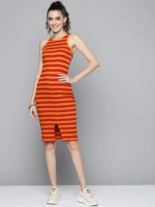 Your Shopping Wish, Our Discount Command!Your Shopping Wish, Our Discount Command!Women Rust & Red Rib Box Back Bodycon Dress Your Shopping Wish, Our Discount Command!Your Shopping Wish, Our Discount Command!Women Rust & Red Rib Box Back Bodycon Dress