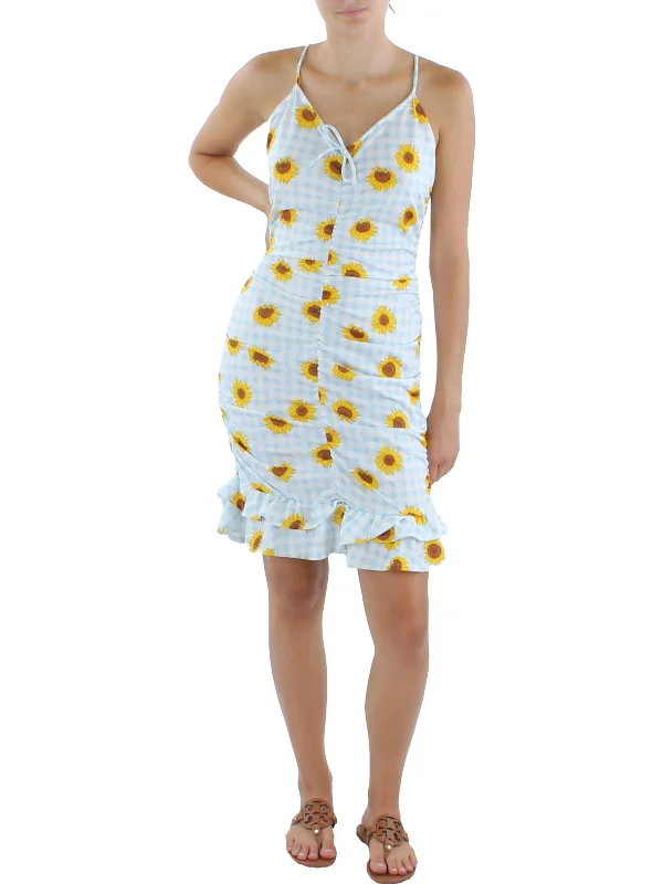 Must-Have Deals Inside!Must-Have Deals Inside!Womens Floral Check Open Back Bodycon Dress Must-Have Deals Inside!Must-Have Deals Inside!Womens Floral Check Open Back Bodycon Dress