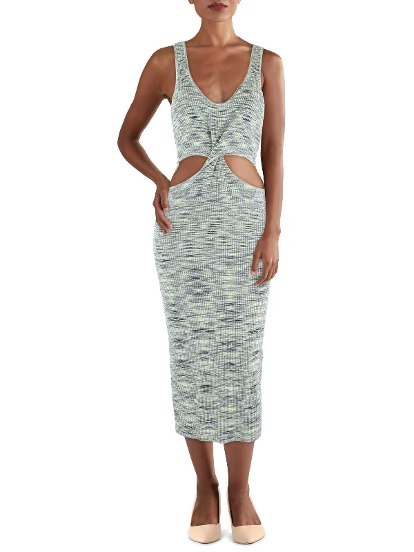 Crazy Discounts Inside!Crazy Discounts Inside!Womens Ribbed Midi Bodycon Dress