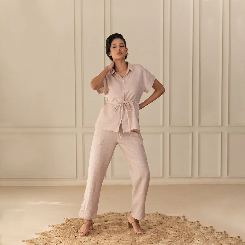 Limited-Time Price Drop!Limited-Time Price Drop!Linen Pants for Women | Side Pocket | Beige