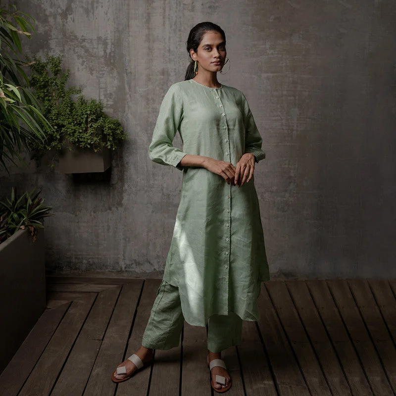 The Best Offers Are Here!The Best Offers Are Here!Linen Tapered Pants | Pista Green