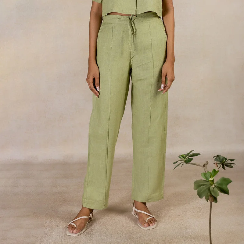 Save More When You Shop More!Save More When You Shop More!Linen Tuck Pants for Women | Meadow Green