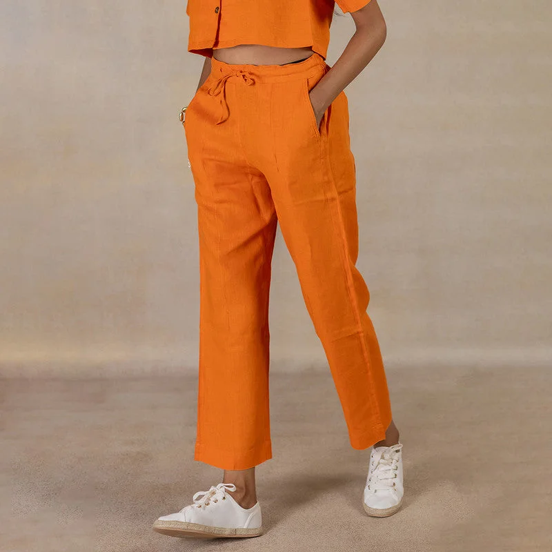 Time to Save Big!Time to Save Big!Linen Tuck Pants for Women | Orange