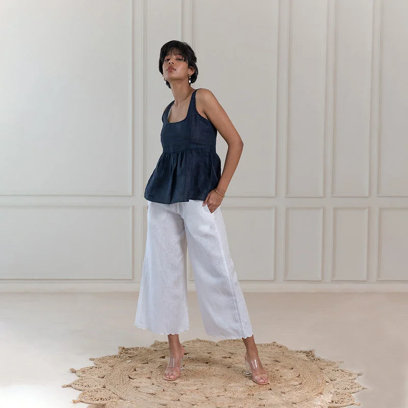 Score Big Savings Today!Score Big Savings Today!Pants for Women | Linen | Embroidered Hem | White