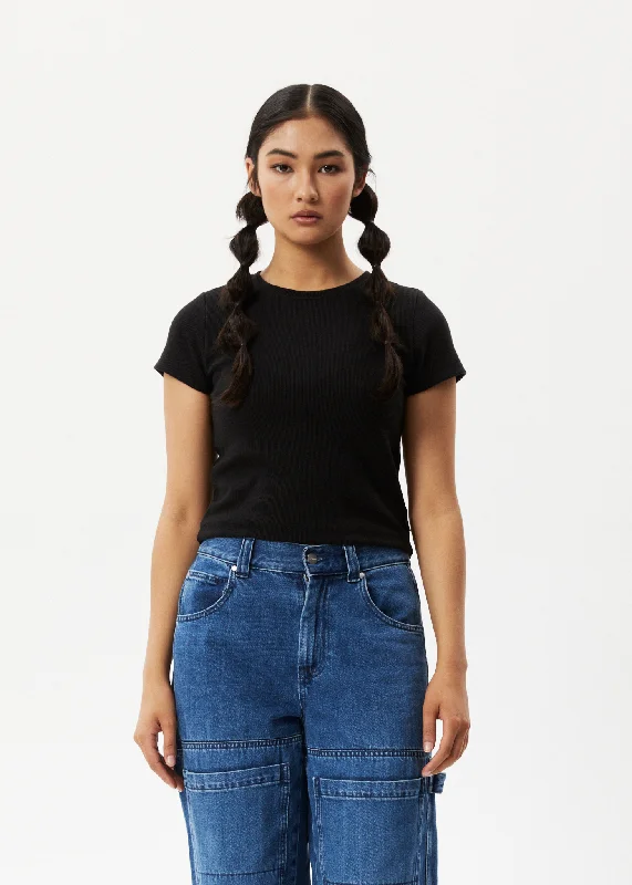 Biggest Sale of the Season!Biggest Sale of the Season!AFENDS Womens Faith - Ribbed Baby Tee - Black Biggest Sale of the Season!Biggest Sale of the Season!AFENDS Womens Faith - Ribbed Baby Tee - Black