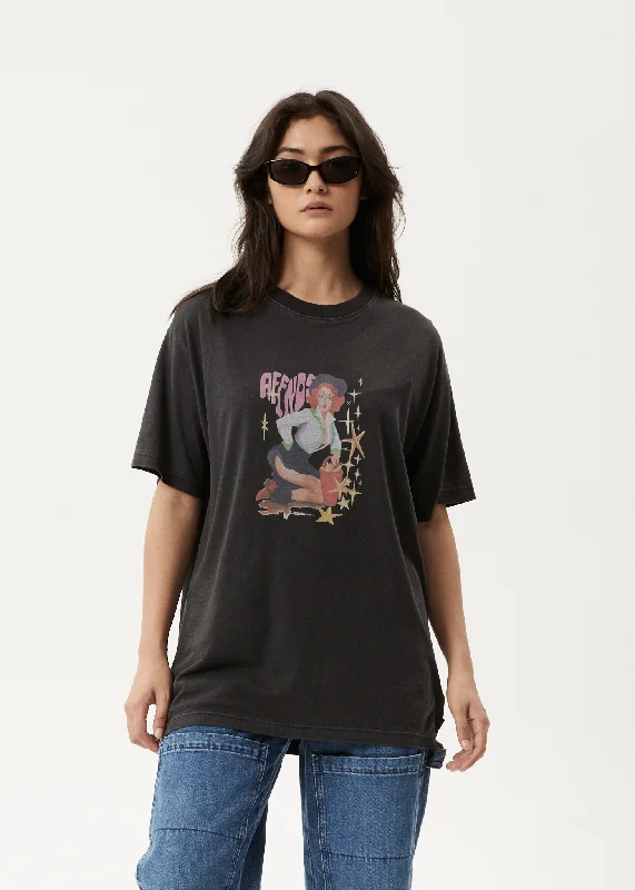 Save Up to 50% Off!Save Up to 50% Off!AFENDS Womens Worlds Above - Oversized T-Shirt - Stone Black