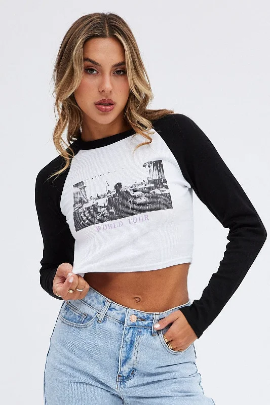 Incredible Savings Inside!Incredible Savings Inside!Black Graphic Tee Long Sleeve