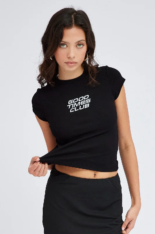 Your Best Deals Are Here!Your Best Deals Are Here!Black Graphic Tee Short sleeve Long Line Your Best Deals Are Here!Your Best Deals Are Here!Black Graphic Tee Short sleeve Long Line