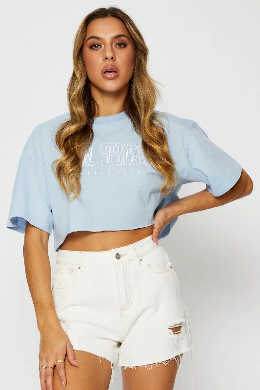 Best Deals Just for You!Best Deals Just for You!Blue Graphic T Shirt Short Sleeve Crop Best Deals Just for You!Best Deals Just for You!Blue Graphic T Shirt Short Sleeve Crop