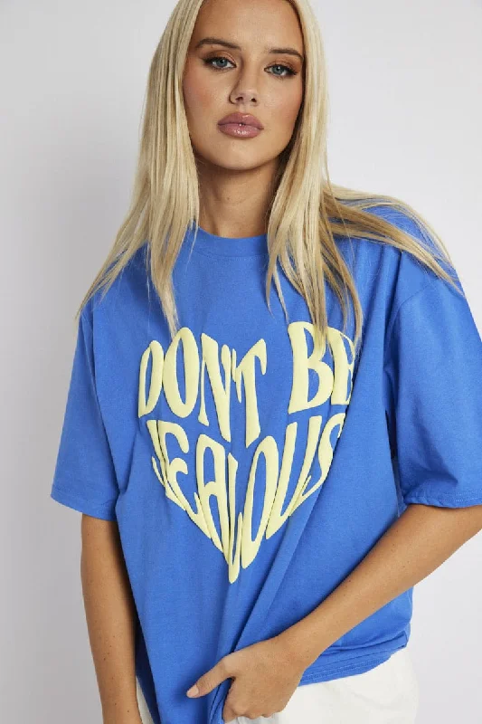 Steals and Deals Await!Steals and Deals Await!Blue Graphic Tee Short Sleeve