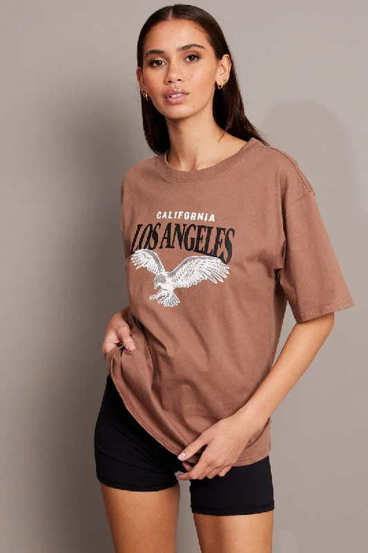 Flash Sale – Act Fast!Flash Sale – Act Fast!Brown Graphic Tee Short Sleeve