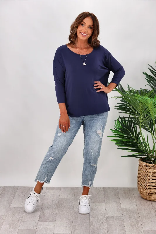 Time to Snag a Bargain!Time to Snag a Bargain!Betty Basics Milan 3/4 Sleeve Tee In Navy Time to Snag a Bargain!Time to Snag a Bargain!Betty Basics Milan 3/4 Sleeve Tee In Navy