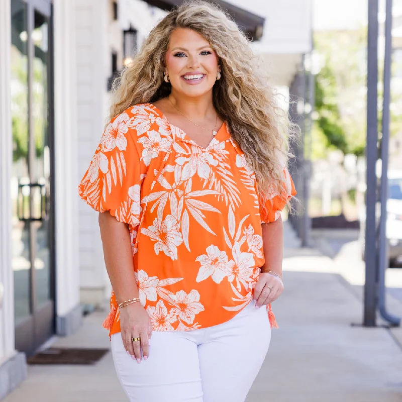 Huge Price Cuts Await!Huge Price Cuts Await!Coral Reef Queen Top, Orange