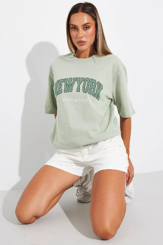 The Best Offers Are Here!The Best Offers Are Here!Green Graphic Tee Short Sleeve