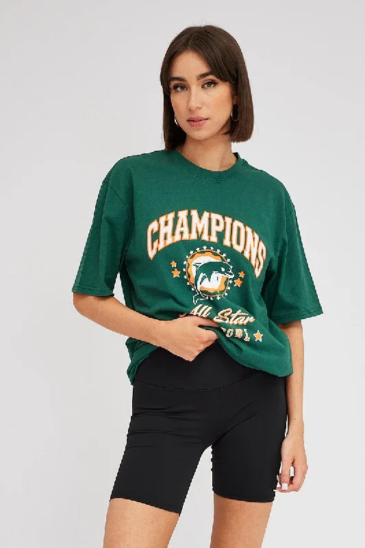 Time to Save Big!Time to Save Big!Green Graphic Tee Short Sleeve Oversized Round Neck Time to Save Big!Time to Save Big!Green Graphic Tee Short Sleeve Oversized Round Neck