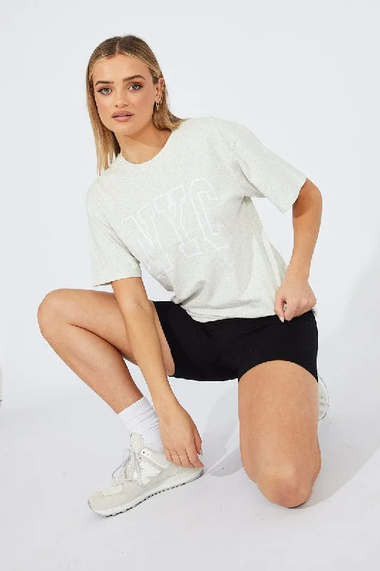 Save Money, Shop Happy!Save Money, Shop Happy!Grey Graphic Tee Short Sleeve